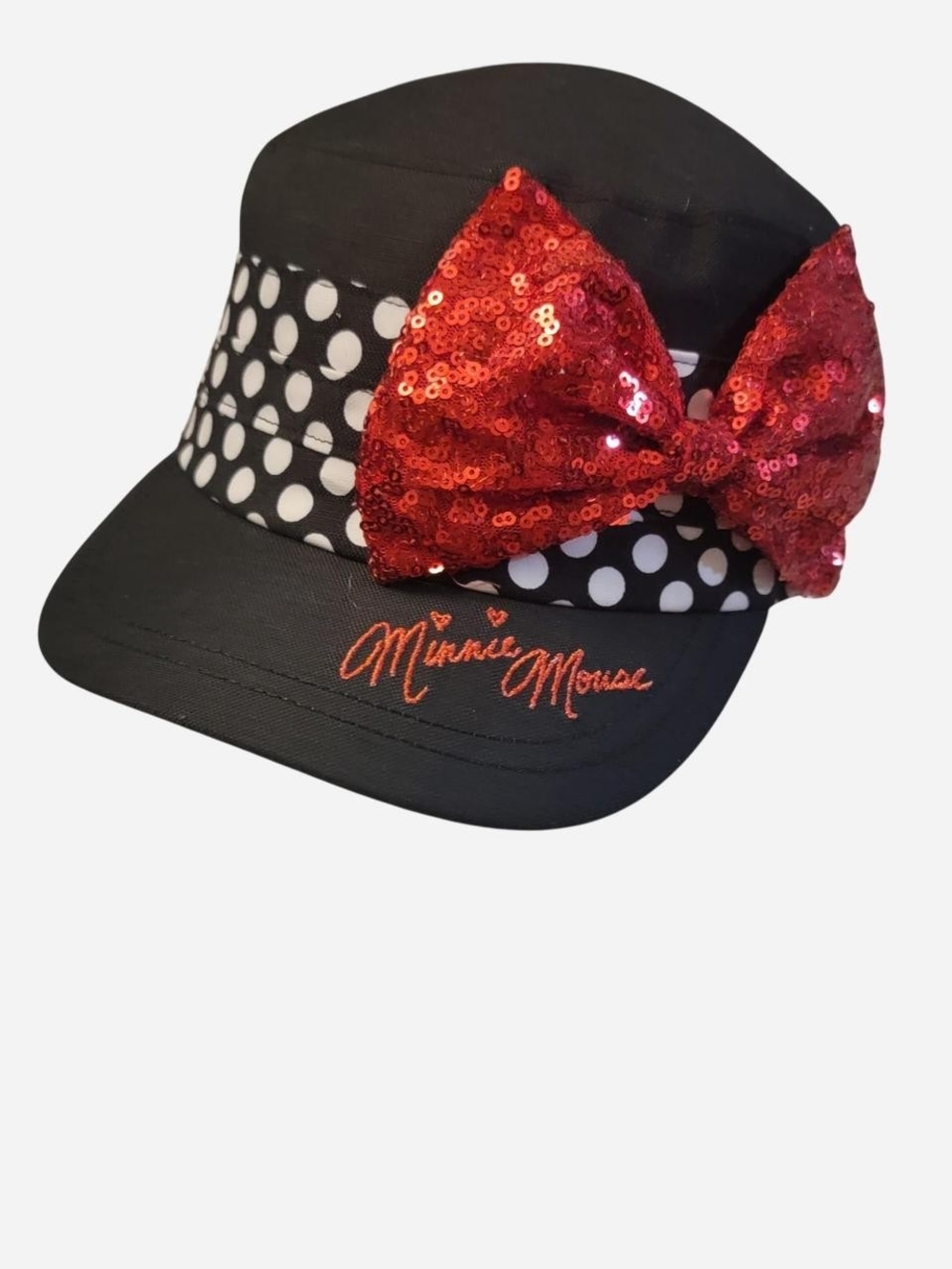 Disney Black Kids Hat with Red Sequin Bow